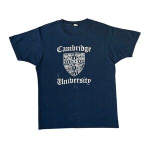 80s Vintage Cambridge University T-shirt paint splatter Single Stitch Fade Thin.